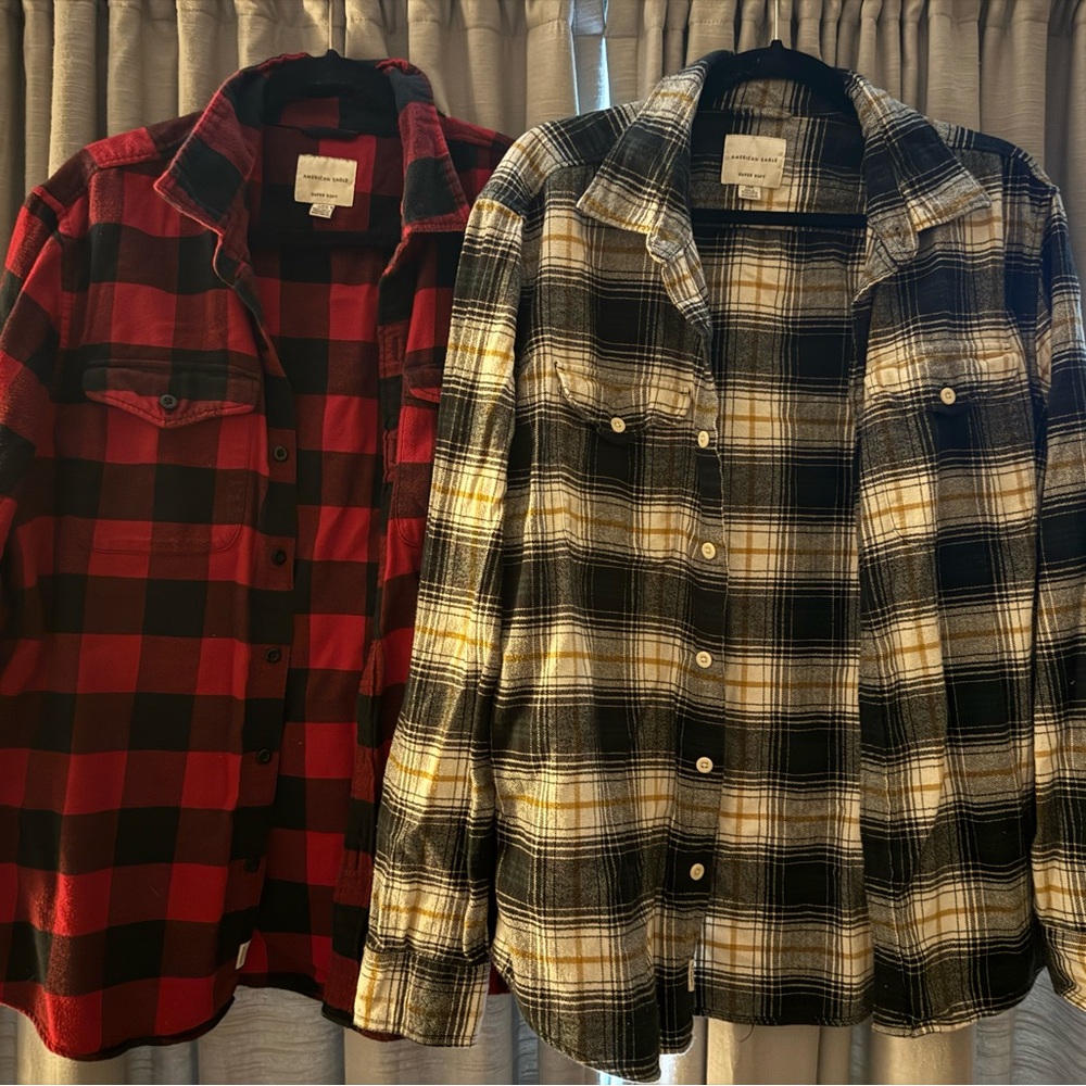 Bundle - 3 like new American Eagle Outfitters Men’s Flannels Large Soft